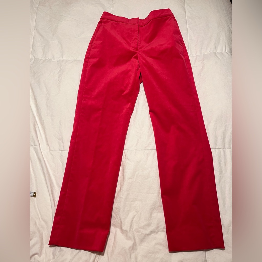 J. Crew Women’s Kate Straight-Leg Lined Pant in Red Stretch Velvet Size 8